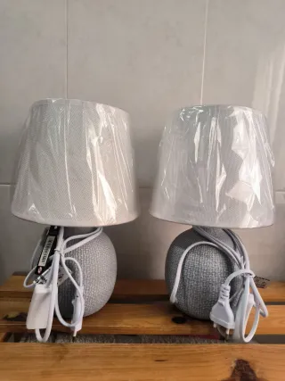 Lámparas de mesa J-LINE tela gris (2 uds)