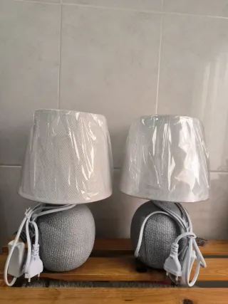 Lámparas de mesa J-LINE tela gris (2 uds)