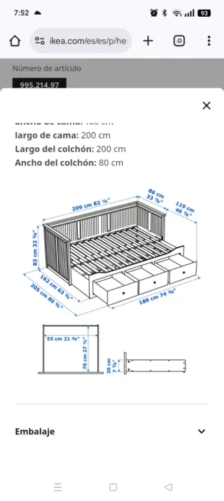 Cama nido Ikea Hemnes con colchones