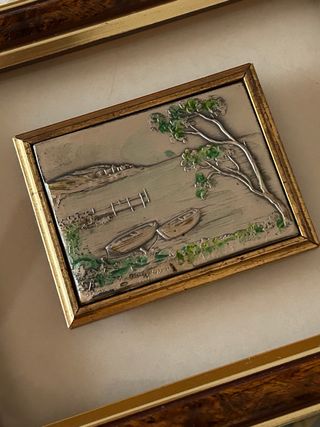 Coppia quadri vintage cornice radica