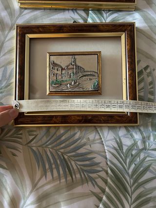 Coppia quadri vintage cornice radica