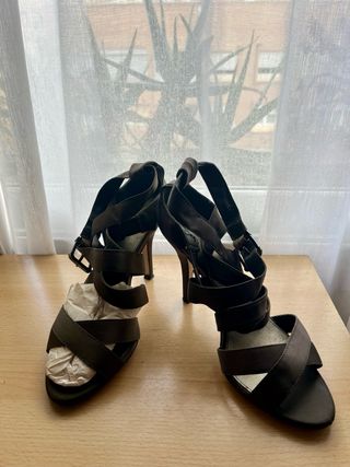 Sandalias de tiras verde gris