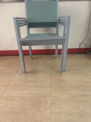 Lote 4 Sillas Jardín Metal Gris/Verde