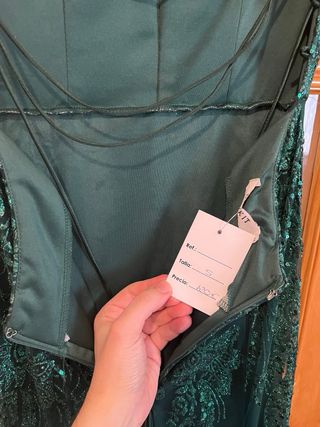 Vestido fiesta verde lentejuelas