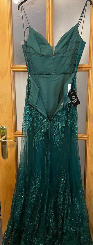 Vestido fiesta verde lentejuelas