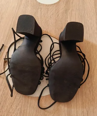 Sandalias MIM Tiras Tacón Negro Talla 36