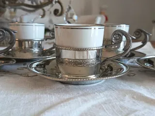 Set 5 Tazzine Caffè Porcellana e Peltro