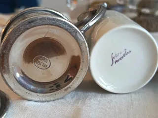 Set 5 Tazzine Caffè Porcellana e Peltro