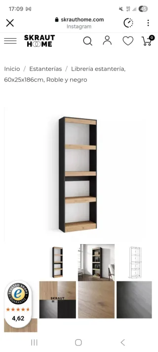 Estantería Skraut Home Negra y Madera