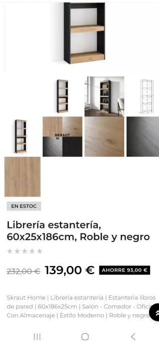 Estantería Skraut Home Negra y Madera