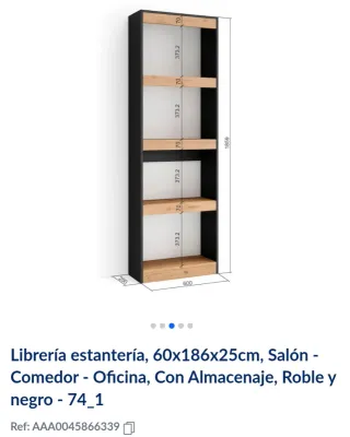 Estantería Skraut Home Negra y Madera