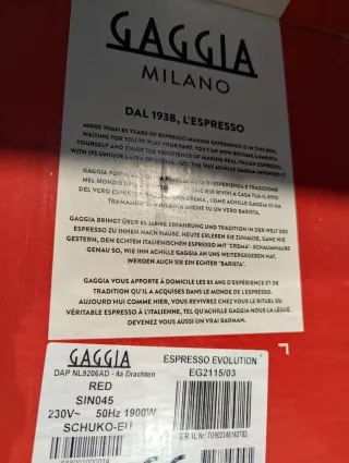 Macchina Caffè Gaggia Espresso Evolution Rossa