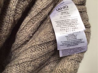 Liu Jo maglione V-neck, a trecce e coste, tortora