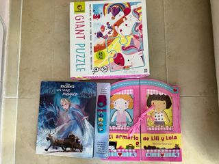 Lote Puzzle Gigante Unicornios y Libros Frozen y L