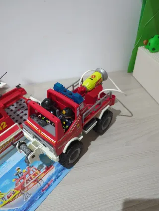 Playmobil Set Bomberos Camión Barco Coche