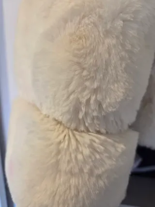 Abrigo pelo sintético acolchado beige/blanco