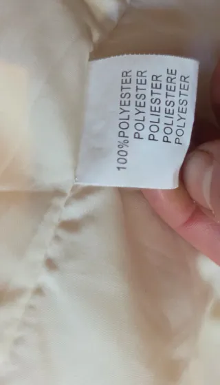 Abrigo pelo sintético acolchado beige/blanco