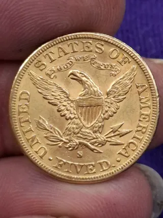 Moneda de Oro 5 Dólares 1886