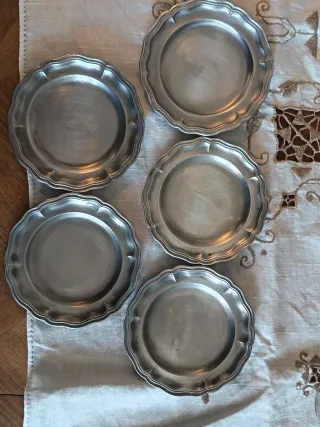 Set 5 Sottobicchieri Peltro