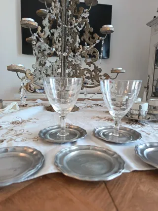 Set 5 Sottobicchieri Peltro