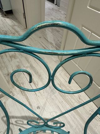 2 Sillas forja verdes envejecidas. precio unidad