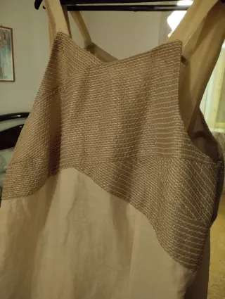 Vestido largo fiesta beige talla única