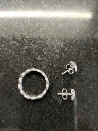 Conjunto Anillo y Pendientes Pandora Plata