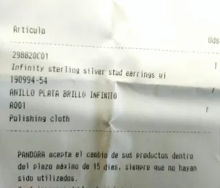 Conjunto Anillo y Pendientes Pandora Plata