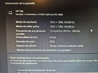 Monitor HP 25x 144Hz 1ms Negro