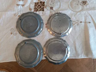Set 4 Sottobicchieri Peltro Ceramica Fiori
