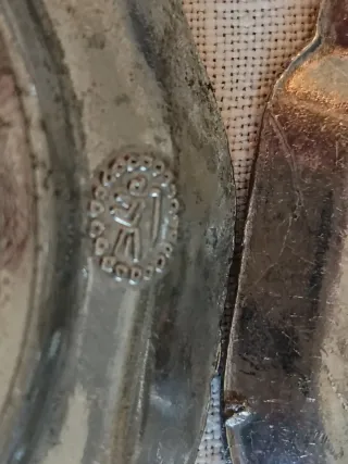 Set 4 Sottobicchieri Peltro Ceramica Fiori