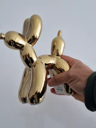 Scultura Cane Palloncino Oro 16x7x18 cm