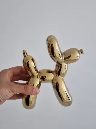 Scultura Cane Palloncino Oro 16x7x18 cm