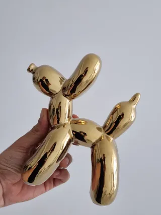 Scultura Cane Palloncino Oro 16x7x18 cm