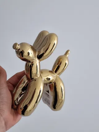 Scultura Cane Palloncino Oro 16x7x18 cm