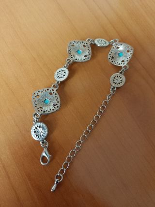 Pulsera Plata Antigua con Turquesas Nueva
