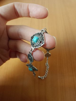 Pulsera Plata Antigua con Turquesas Nueva