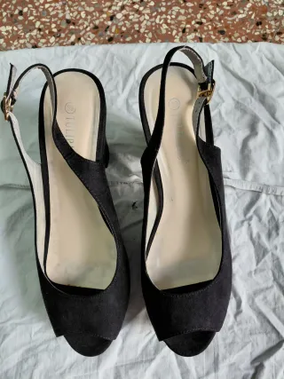 Scarpe slingback scamosciate nere Tg 39