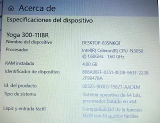 Portátil Lenovo Yoga 300-11IBR Blanco