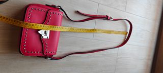 Borsa Tracolla Rossa Ecopelle Borchie Argento