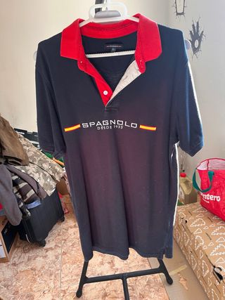 Polo Spagnolo Negro y Rojo Talla s