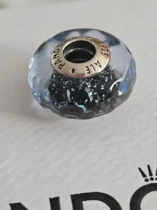 Charm Cristal Murano Azul Oscuro y Plata