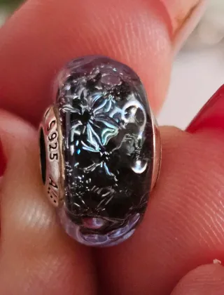 Charm Cristal Murano Azul Oscuro y Plata