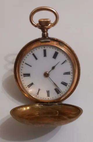 Reloj de bolsillo de oro 14k con querubín año 1890