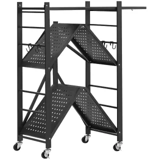 Scaffale Portaoggetti Pieghevole 3 Ripiani Metallo