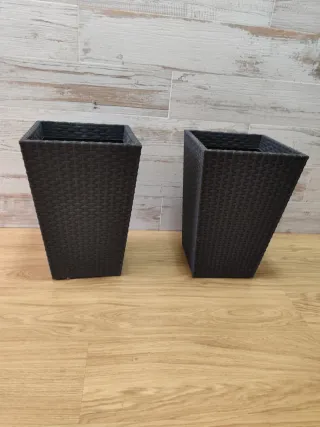 Maceta imitación ratán gris