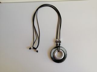 Collana donna cerchio nero/argento