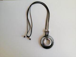 Collana donna cerchio nero/argento