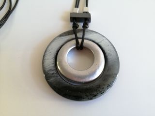 Collana donna cerchio nero/argento