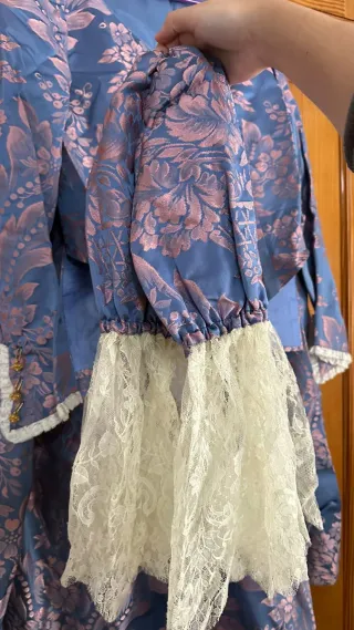 Traje de Fallera azul y rosa completo